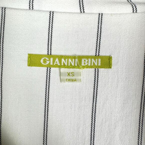 Gianni Bini Monte White Pin Stripe Asymmetrical Zip Relaxed Fit Moto Jacket - Picture 14 of 16